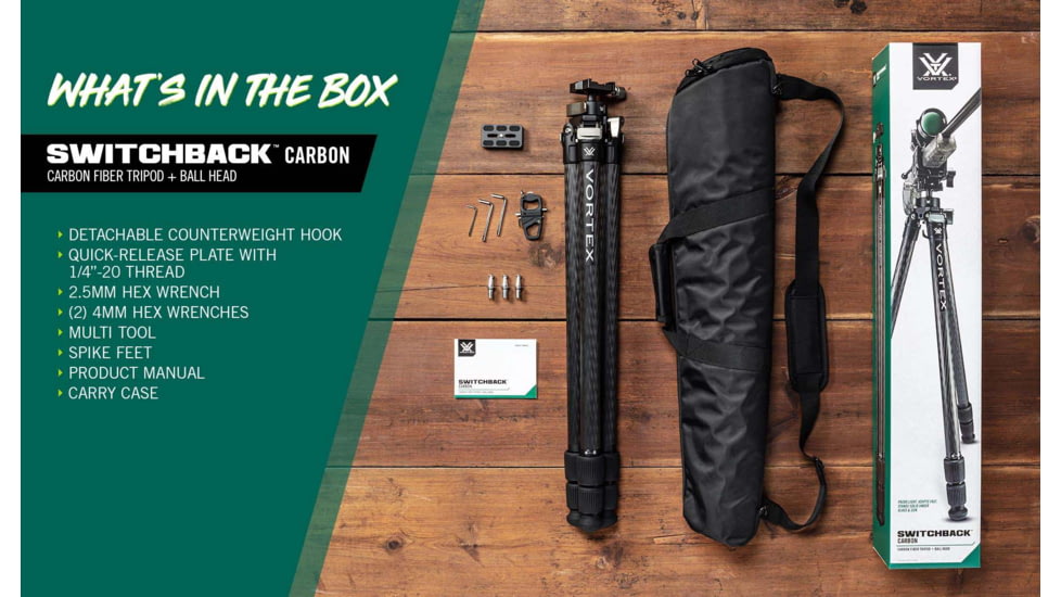 Vortex Switchback Carbon Tripod Kit, Black, 5.75x5.75x32.50, TR-SBC