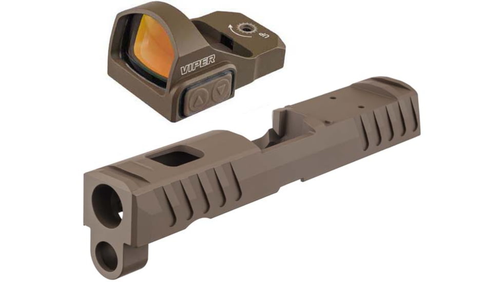 Vortex Viper 1x24mm 6 MOA Red Dot Sight, FDE, Viper Red Dot and TRYBE Defense Sig Sauer P320 Pistol Slide, Viper Cut, FDE