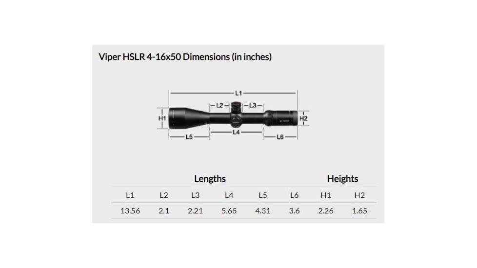 Vortex Viper HS LR 4-16x50mm Rifle Scope, 30mm Tube, Second Focal Plane, Black, Hard Anodized, Non-Illuminated Dead-Hold BDC Reticle, MOA Adjustment, VHS-4307-LR