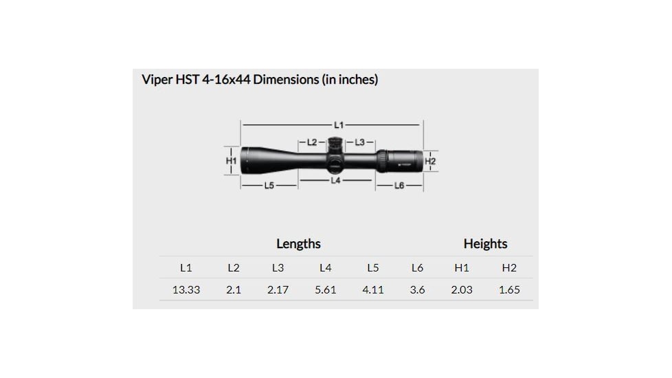 Vortex Viper HS-T 4-16x44mm Rifle Scope, 30mm Tube, Second Focal Plane, Black, Hard Anodized, Non-Illuminated VMR-1 MRAD Reticle, Mil Rad Adjustment, VHS-4308