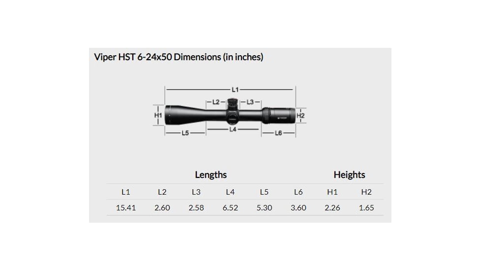 Vortex Viper HST 6-24x50mm Rifle Scope, 30mm Tube, Second Focal Plane, Black, Hard Anodized, Non-Illuminated VMR-1 MRAD Reticle, Mil Rad Adjustment, VHS-4310