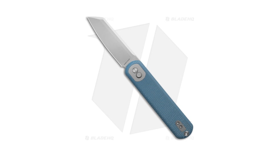 Vosteed Corgi Treklock Folding Knife, 2.98in, Sandvik 14C28N, Sheepsfoot Blade, Micarta Blue Handle, Steel/Blue, 7.17in, BHQ-199661