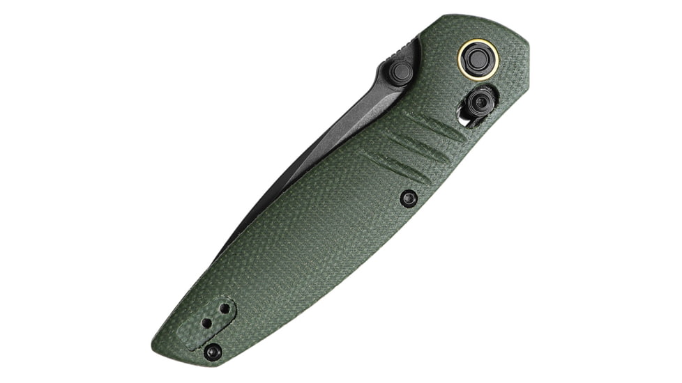 Vosteed Corsair Green Folding Knife, 4.25in Closed, 3.25in Black Stonewash Nitro V Steel Modified Drop Point Blade, Green Canvas Micarta Handle, CS29NPMN