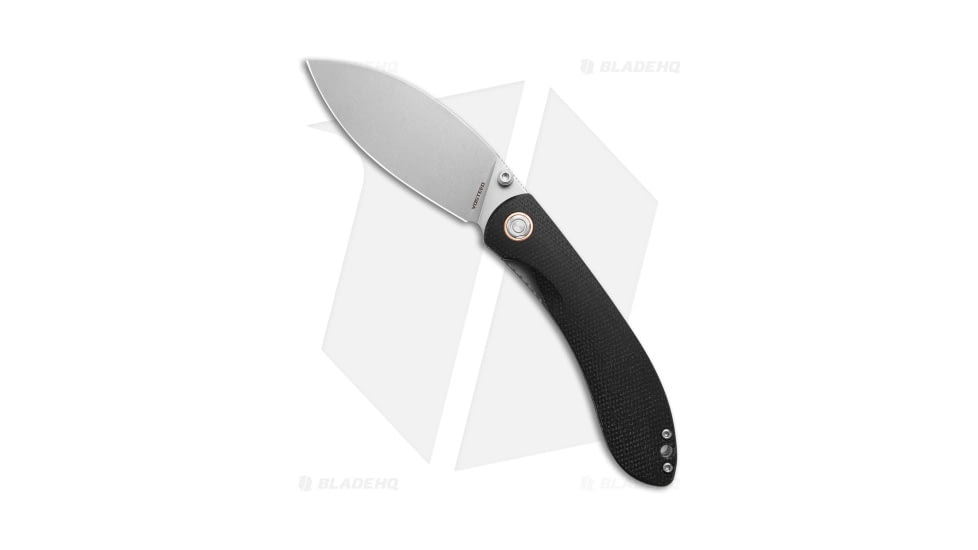 Vosteed Nightshade Folding Knife, 3.26in, Nitro V Steel, Drop Point Blade, Micarta Black Handle, Gray/Black, 7.48in, BHQ-188591