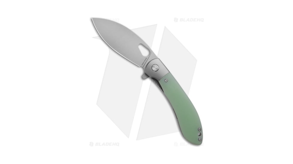 Vosteed Nightshade Folding Knife, 3.30in, ELMAX, Drop Point Blade, G10 Jade Handle, Gray/Jade, 7.50in, BHQ-194201