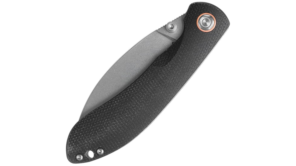 Vosteed Nightshade Folding Knife, 4.25in Closed, 3.25in Stonewash Nitro V Steel Blade, Black Canvas Micarta Handle, Thumb Stud, NSTS32NWMK