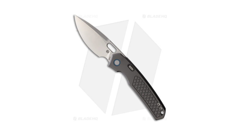 Vosteed Psyop Top Folding Knife, 3.32in, ELMAX, Drop Point Blade, Titanium Gray Handle, Patterned, Steel/Gray, 8.01in, BHQ-201102