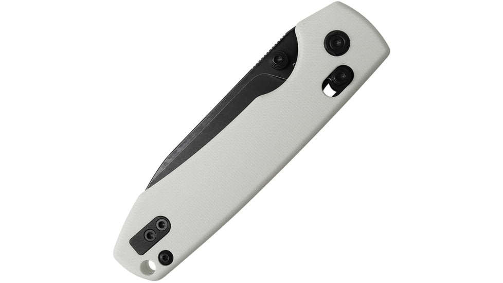 Vosteed Raccoon Folding Knife, 3.25in, 14C28N, Black Stonewash Drop Point Blade, White G10 Handle, RCCB32VPGW