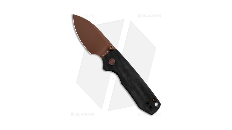 Vosteed Raccoon Cub Folding Knife, 2.30in, Sandvik 14C28N, Drop Point Blade, G10 Black Handle, Copper/Black, 5.53in, BHQ-204820