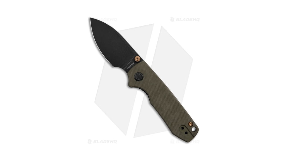 Vosteed Raccoon Cub Folding Knife, 2.30in, Sandvik 14C28N, Drop Point Blade, G10 OD Green Handle, Black/OD Green, 5.53in, BHQ-204818
