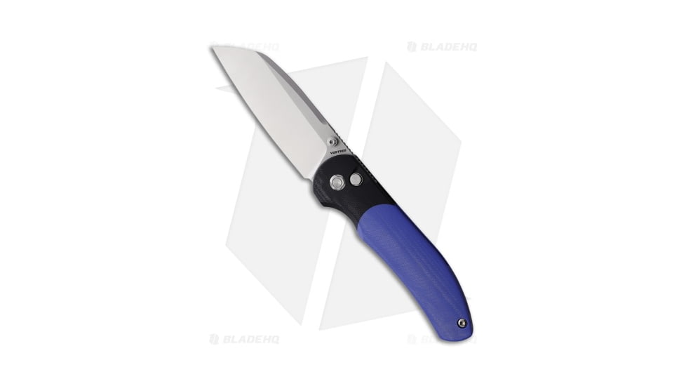 Vosteed Thornton Trek Folding Knife, 3.18in, Sandvik 14C28N, Sheepsfoot Blade, G10 Black/Blue Handle, Steel/Black/Blue, 7.52in, BHQ-195813