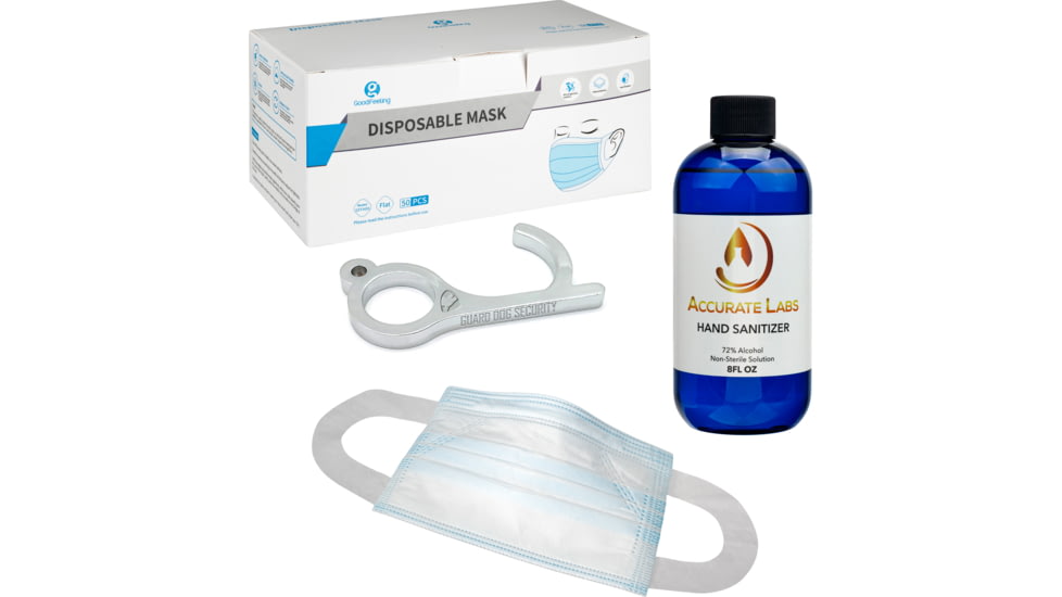 Vtrap Disposable Medical Mask, Box of 50, w/ 8oz Hand Sanitizer and NoTouch Keyring