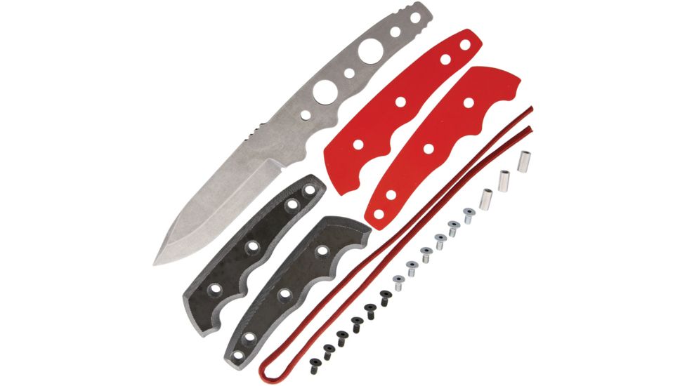 Vulture Equipment Works Talon Fixed Blade Knife Kit,4.25in Stainless Steel Blade w/Blanks,Red G10 Liners,Micarta Handles,Pins,Screws, VEW-FBT-MK2-KIT
