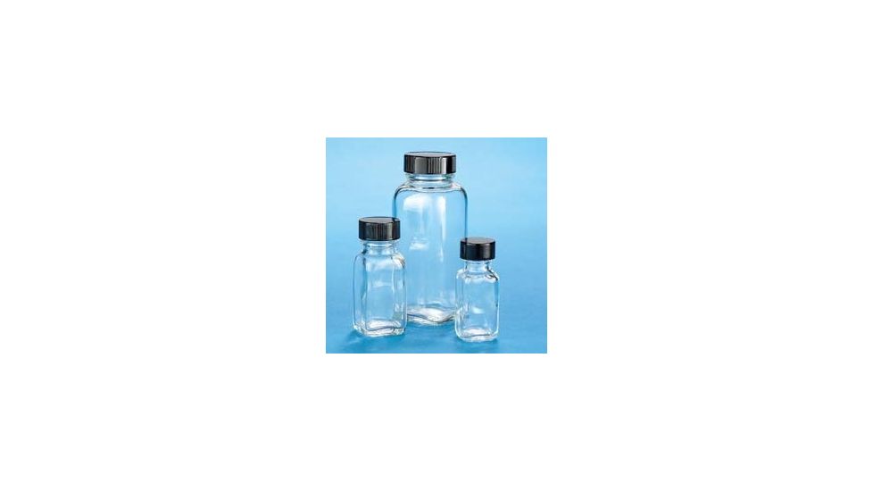 VWR French Square Bottles, Clear, Wide Mouth VW5610433V26 Convenience Packs With Caps Attached