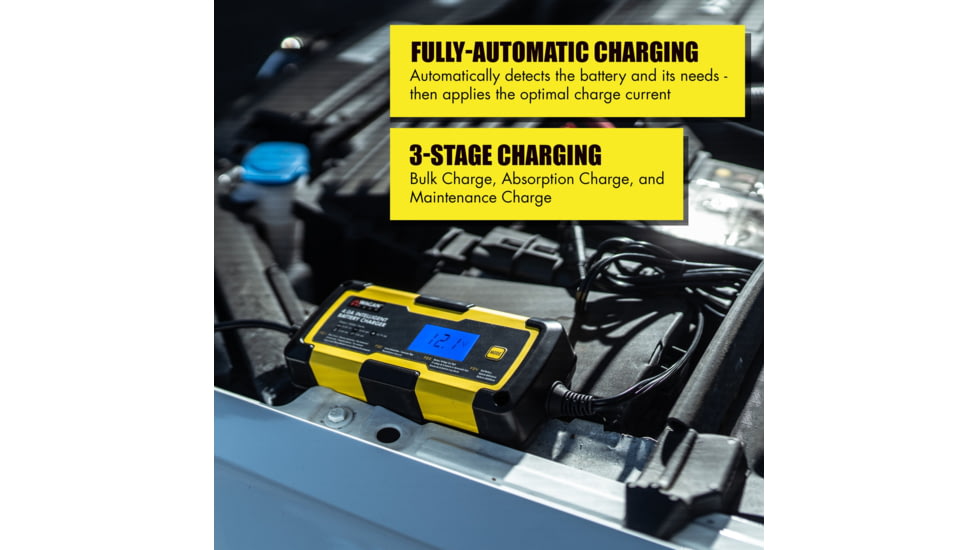 Wagan 4A Intelligent Battery Charger, Yellow, One Size, EL7403