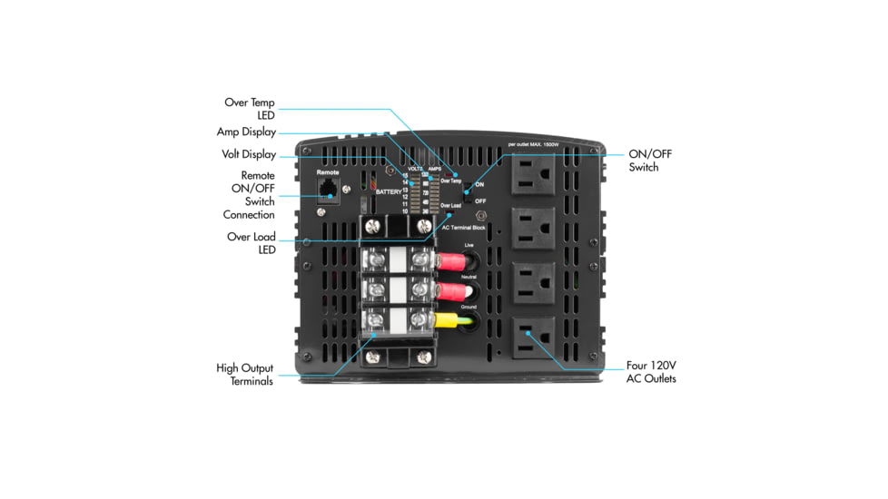 Wagan ProLine 10000W Inverter &amp; Remote, Black, One Size, EL3748