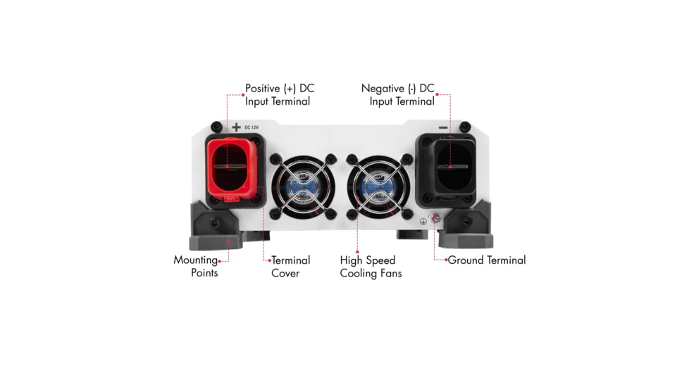 Wagan Pure Line 1000W Pure Sine Inverter, ETL, Black, One Size, EL3804