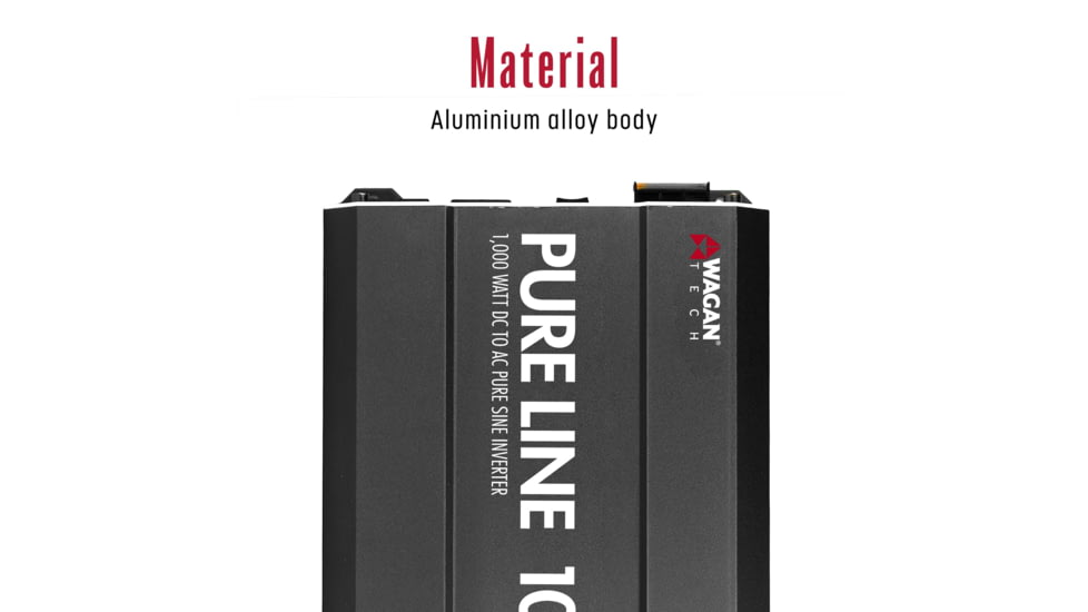 Wagan Pure Line 1000W Pure Sine Inverter, ETL, Black, One Size, EL3804