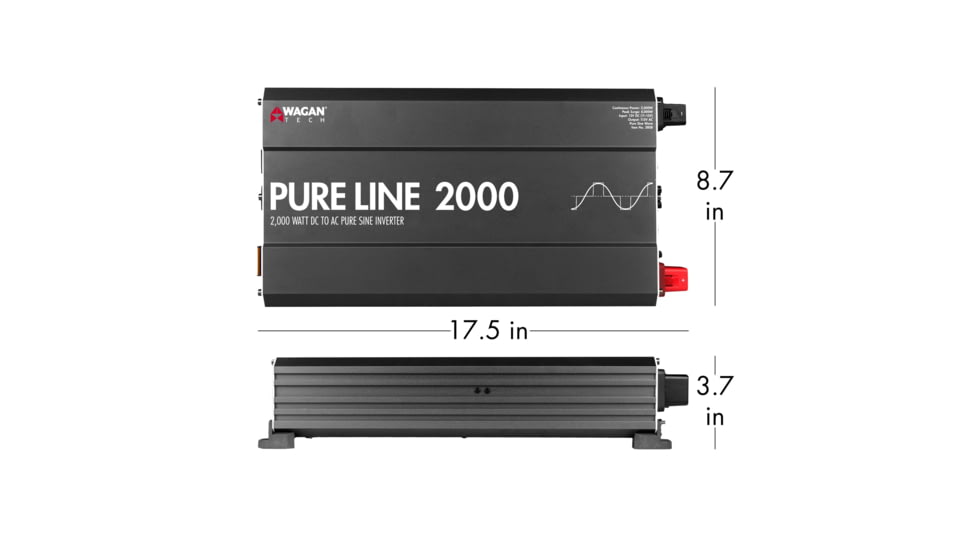 Wagan Pure Line 2000W Pure Sine Inverter, ETL, Black, One Size, EL3808