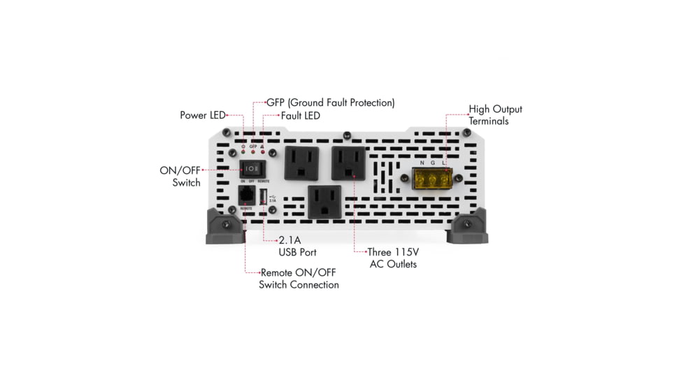 Wagan Pure Line 2000W Pure Sine Inverter, ETL, Black, One Size, EL3808