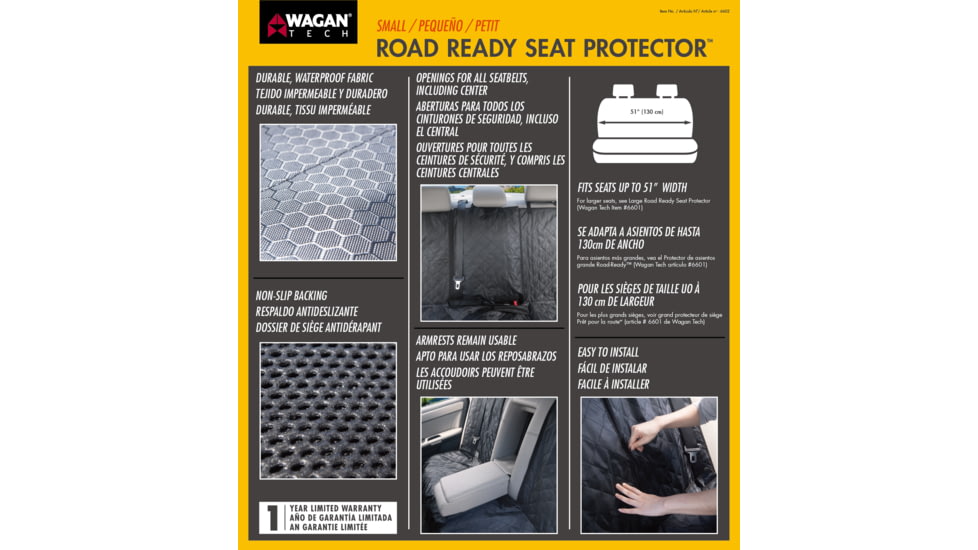 Wagan Road Ready Seat Protector, Black, Small, IN6602