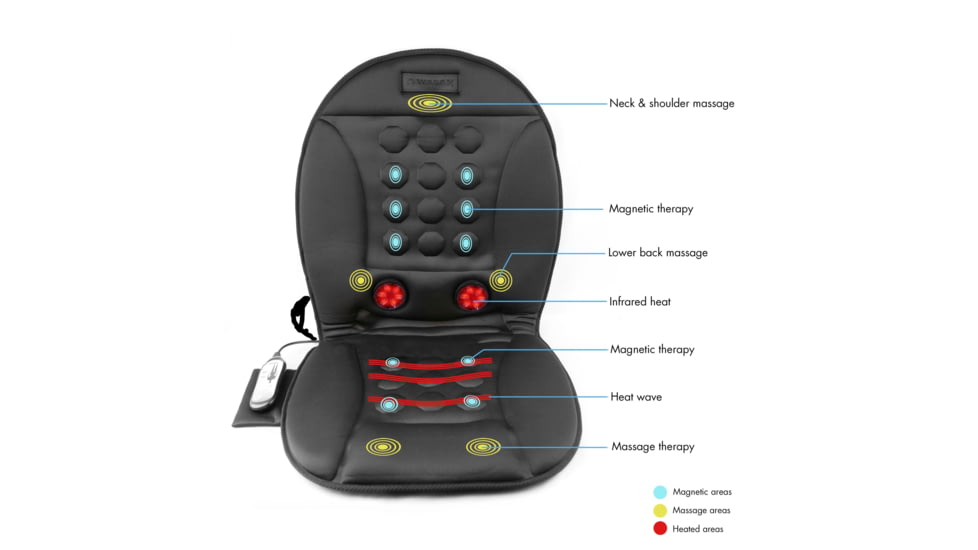 Wagan Tech Infra-Heat Massage Magnetic Cushion, Black, One Size, IN9989