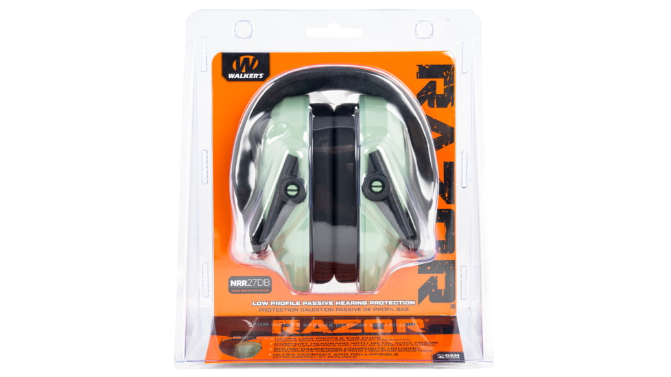 Walkers Razor Slim Passive Ear Muffs, 27 dB NRR, Sage Green, GWP-RSMPAS-SGN