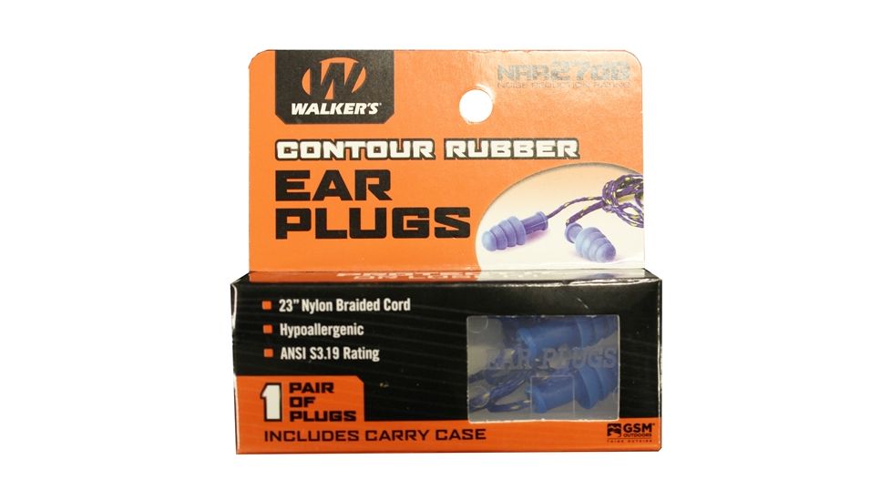 Walkers Corded Earplug with Blue/Yellow Cord, 27 dB NRR, Blue GWP-TPRCORD-BL