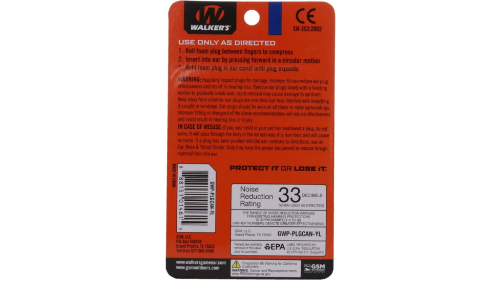 Walkers Foam Ear Plug w/Orange Aluminum Carry Canister, 32 dB NRR, 7-Pairs, Blue, GWP-PLGCAN-YL