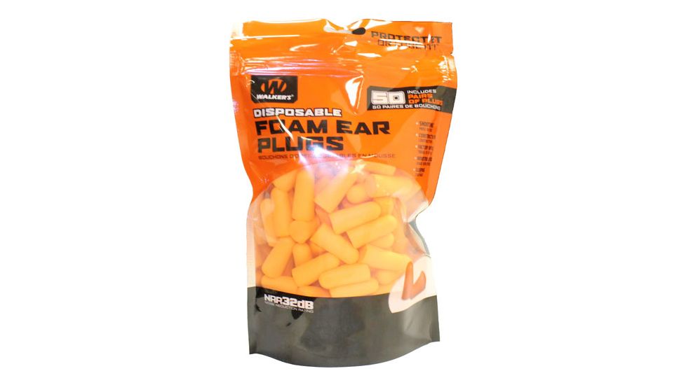 Walkers Foam Ear Plugs, 32 dB NRR, Orange, 50 Pair, GWP-FP50-BAG