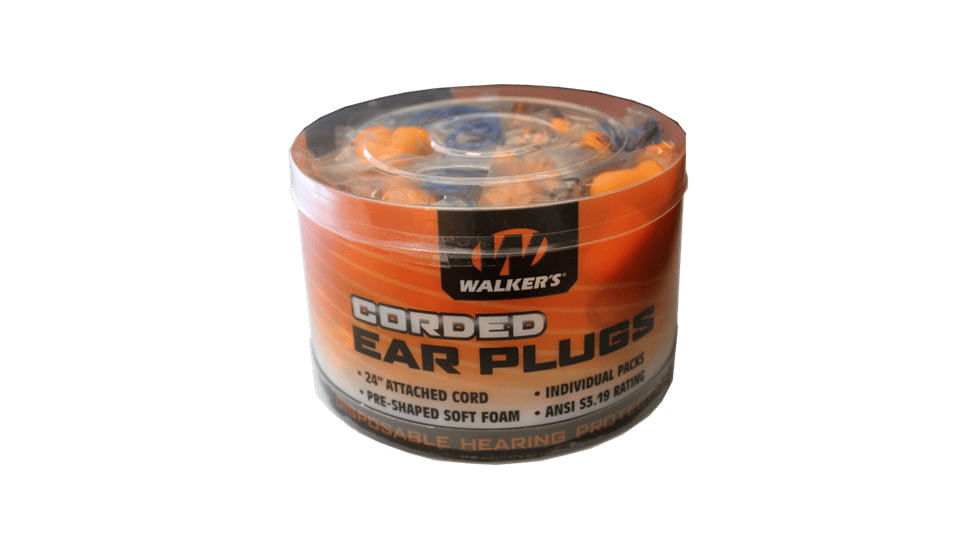 Walkers Foam Corded Ear Plugs, 32 dB NRR, Orange, 50 Pair, GWP-CORDPLGBKT
