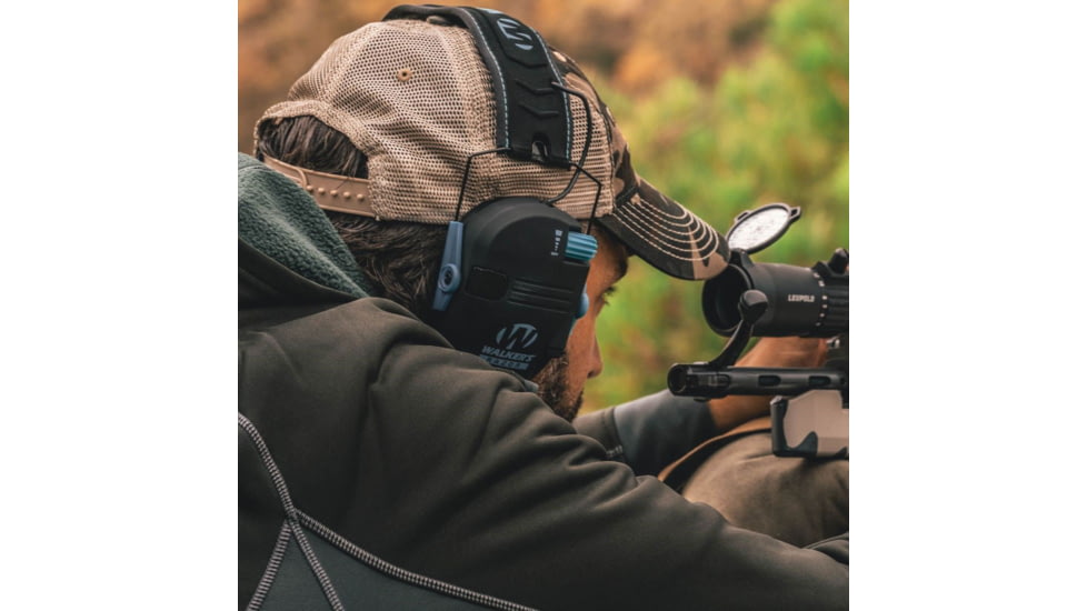 Walkers Razor Series Slim Shooter Folding Electronic Ear Muffs, 23 dB NRR, Black/Teal, GWP-RSEM-TL