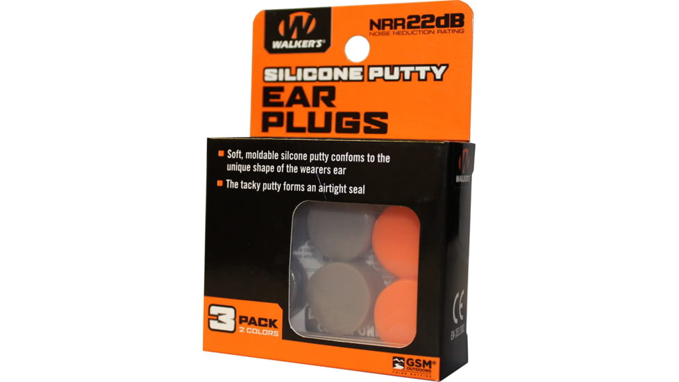 Walkers Silicon Putty Ear Plugs, 32 dB NRR, Orange/Flat Dark Earth, 3 Pair, GWP-SILPLG-OFDE