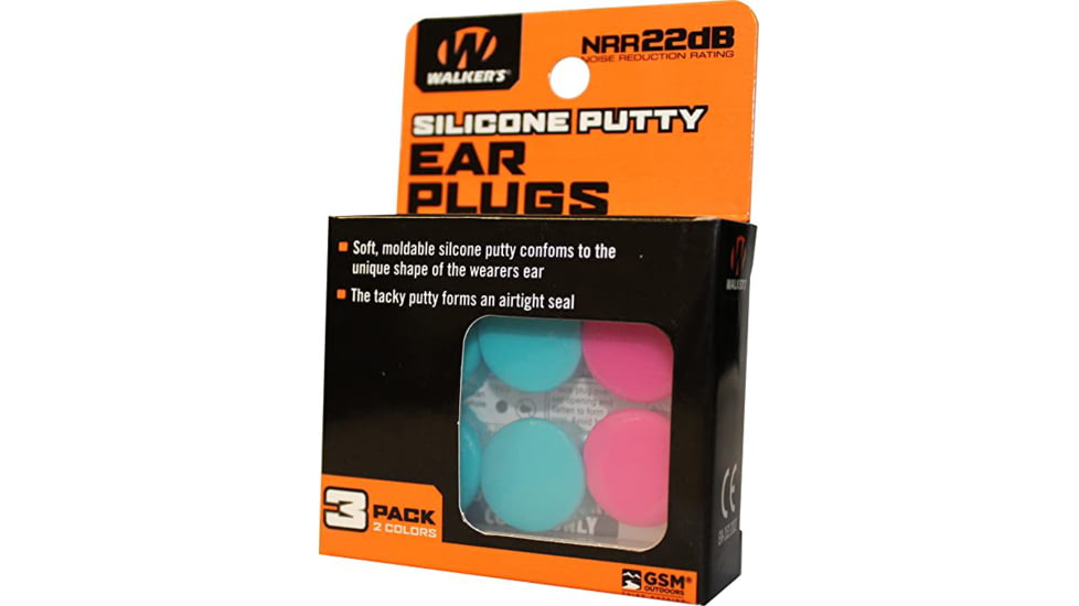 Walkers Silicon Putty Ear Plugs, 32 dB NRR, Pink/Teal, GWP-SILPLG-PKTL