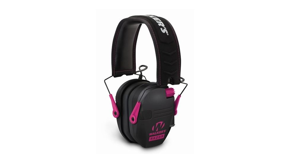 Walkers Razor Series Slim Shooter Folding Electronic Ear Muffs, 23 dB NRR, Black/Pink, GWP-RSEM-PNK