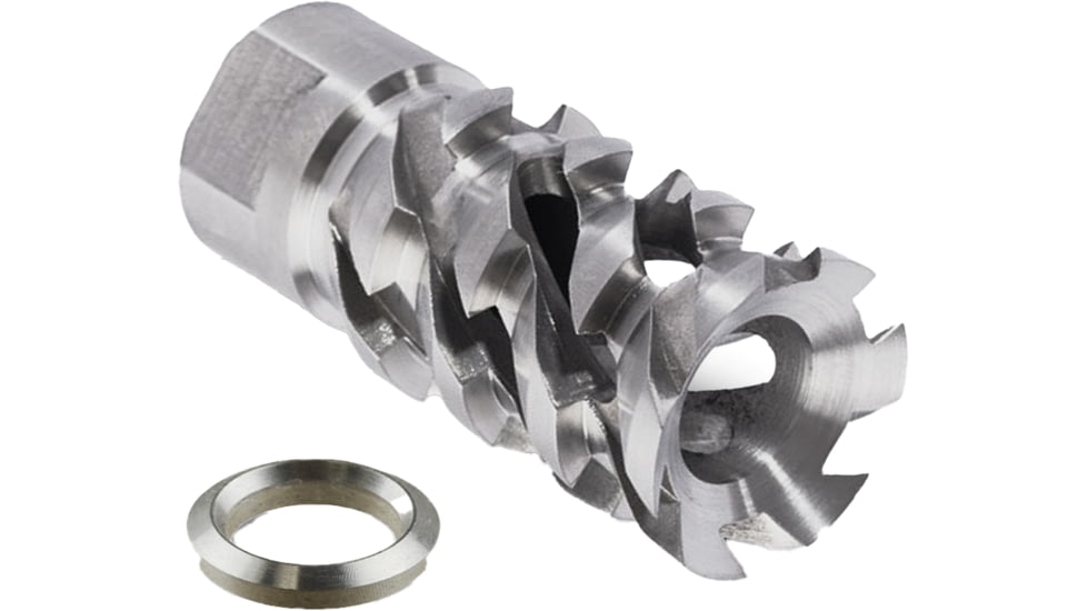 Infinite Product Solutions Gen 1 Walking Dead Flash Hider, .223 Remington/5.56x45mm NATO/9mm Luger/.22 Hornet/17 Hornady Magnum Rimfire/.350 Legend, 1/2x28, Natural Stainless Steel, 1228-WLK-SS-CW