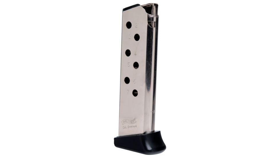 Walther PPK/S 7 Round .380 ACP Magazine w/Finger Rest, Nickel, 1 Pack, Steel, 2246012-7RD