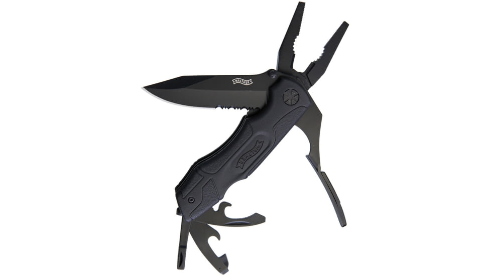Walther MTK 2 Multi Tac Knife Folding Knife, 4.25in Closed, Black Nylon Handle, Black, 5.0788-US