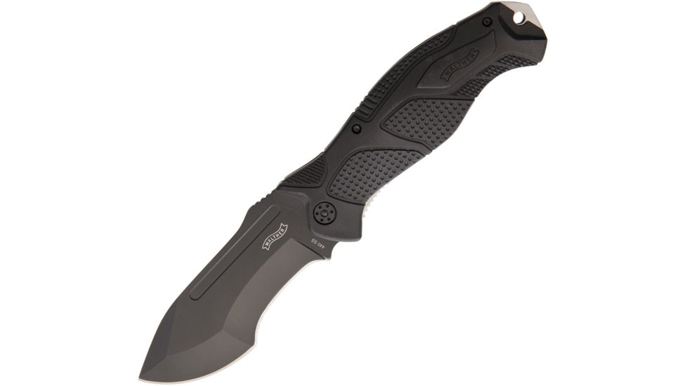 Walther OSK II Outdoor Survival Knife Folding Knife,4.25in,440 Stainless Steel,Standard Edge,Black Synthetic Handle WAL50761