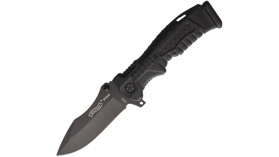 Walther P99 Linerlock Folding Knife,4in,440 Stainless Steel,Standard Edge,Black Synthetic Handle WAL50749
