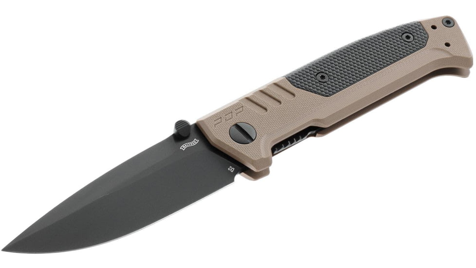 Walther PDP Linerlock Spearpoint Folding Knife, 3.6in, D2, G10 Handle, Black, 5.0886-US