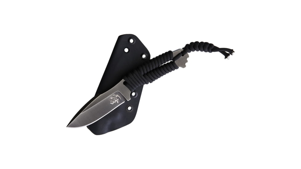 Wander Tactical Raptor Knife, 7in Overall, 3.25in D2 Tool Steel Blade, Tan Paracord Wrapped Handle, Raw Finish Blade, Black Kydex Sheath, RAPTOR / IRON WASHED