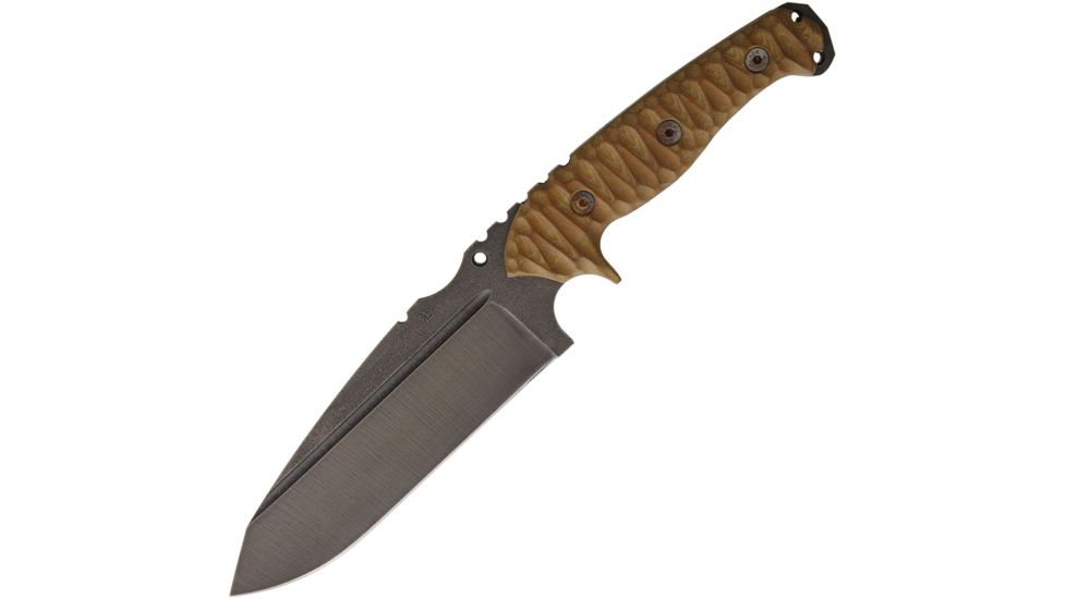 Wander Tactical Smilodon The Oath Fixed Blade Knife, 7in, D2 Tool Steel, Standard Edge, Drop Point, Brown, Micarta Handle WTK06RG