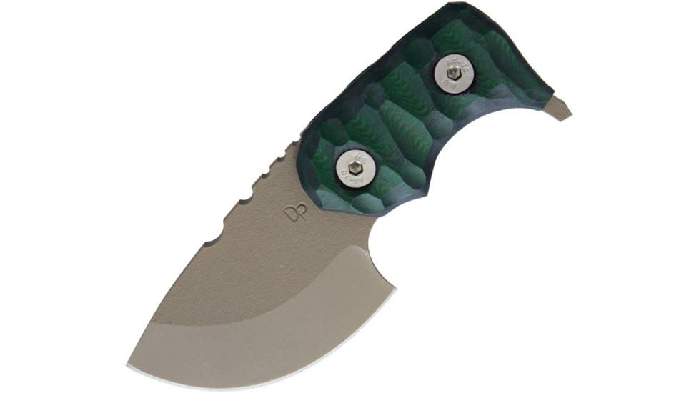 Wander Tactical Tryceratops Knife, 5.25in Overall, 2.75in Dark Earth Gun-Kote Finish D2 Tool Steel Blade, Green Sculpted Micarta Handle, Black Kydex Neck Sheath, TRYCERATOPS / FDE / GREEN