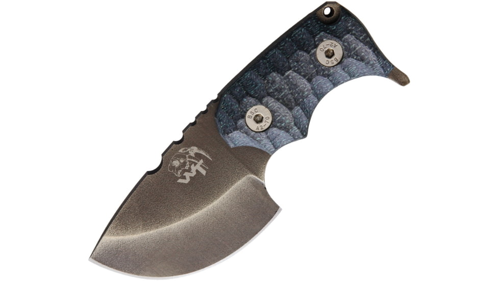 Wander Tactical Tryceratops Knife, 5.25in Overall, 2.75in Ironwashed Finish D2 Steel Blade, Black Sculpted Micarta Handle, Black Kydex Sheath, WTK04