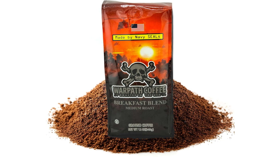 Warpath Coffee Breakfast Blend Ground Coffee, Medium Roast, Black, 12 Ounce, 102, 102