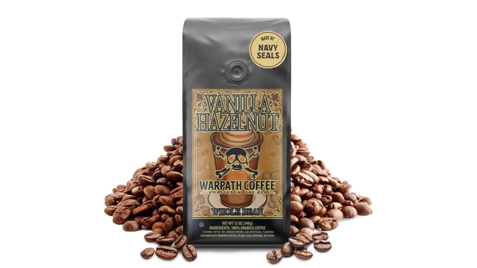 Warpath Coffee Vanilla Hazelnut Whole Bean Coffee, Light Roast, Black, 12 ounce, 113, 113
