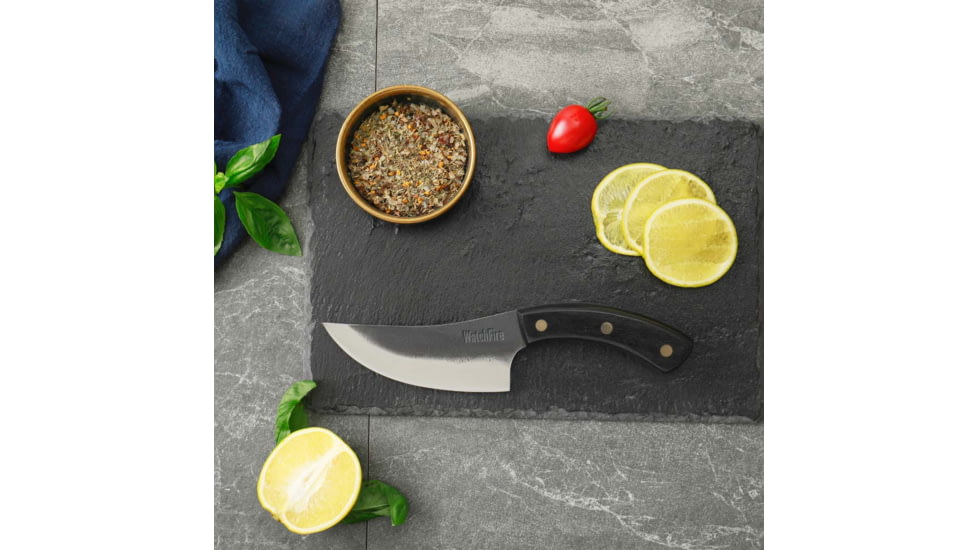WatchFire Bosna Butcher Knife, 4.75 in 7Cr17MoV Stainless Steel Blade, Black Pakkawood Handle, 1006375