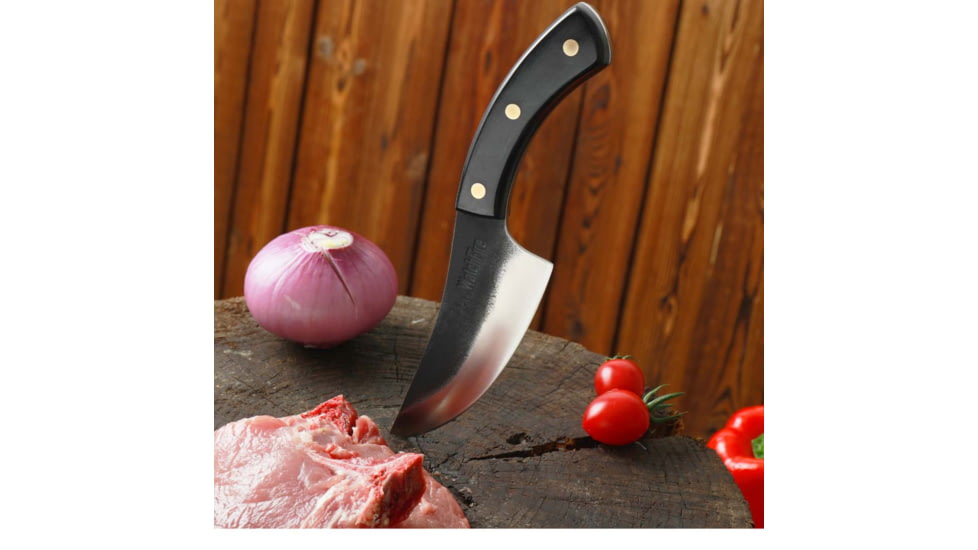 WatchFire Bosna Butcher Knife, 4.75 in 7Cr17MoV Stainless Steel Blade, Black Pakkawood Handle, 1006375