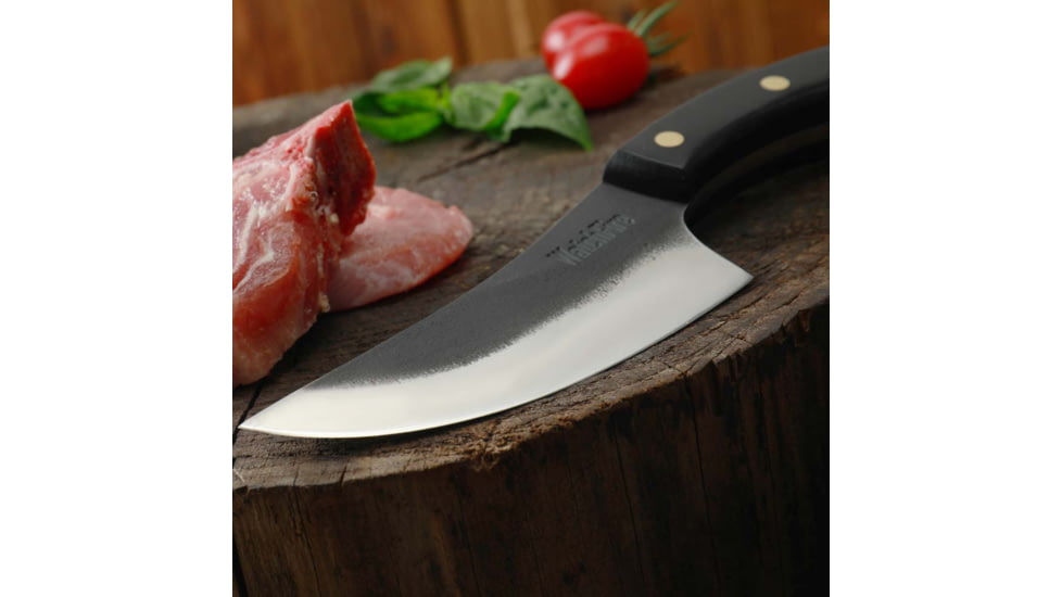 WatchFire Bosna Butcher Knife, 4.75 in 7Cr17MoV Stainless Steel Blade, Black Pakkawood Handle, 1006375